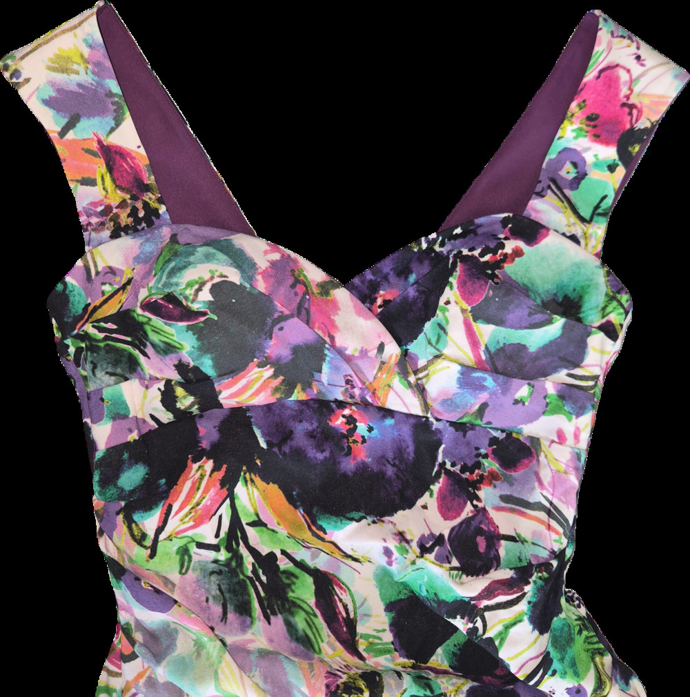Artelier Nicole Miller Women's Sleeveless Floral Ruched Sheath Dress